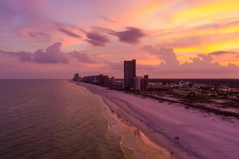 Orange Beach at sunset Stock Photos