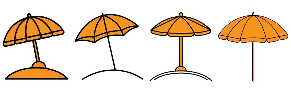 Orange-beach-umbrella-summer-vector-collection Stock Illustration