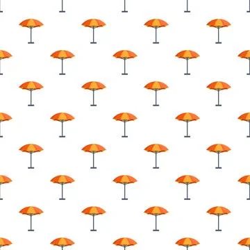 Orange beach umbrellas creating a summer pattern background イラスト素材