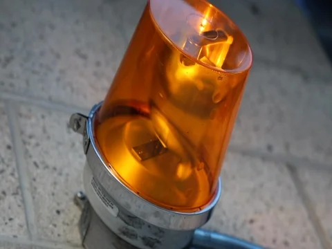 Orange beacon turning closeup background detail Stock Footage 85109742
