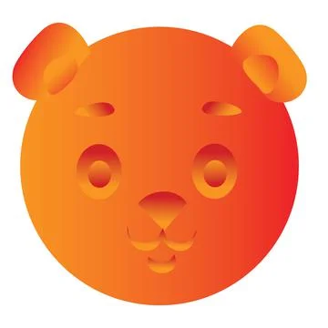 Orange bear head molded from plasticine, cartoon illustration, isolated objec Stock Illustration