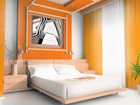 Orange bedroom Stock Illustration