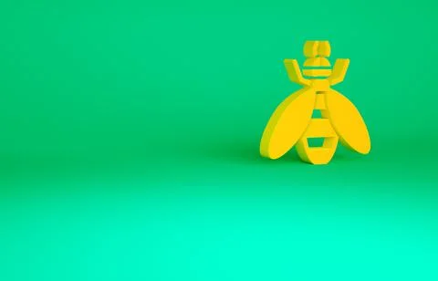 Orange Bee icon isolated on green background. Sweet natural food. Honeybee or 스톡 일러스트