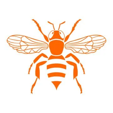 Orange bee stencil on isolated white background Stock Illustration