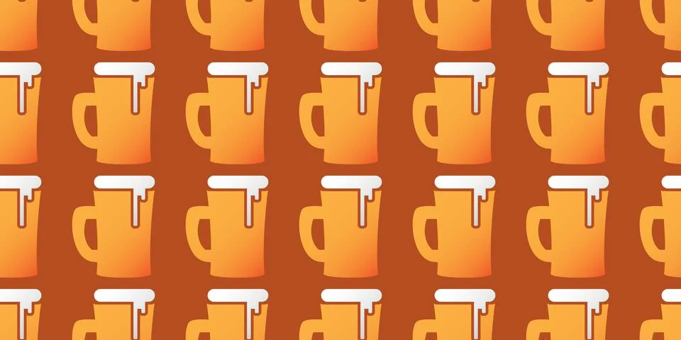 Orange Beer Mugs Pattern, Wide Scale Background Design Template in Editable.. Stock Illustration
