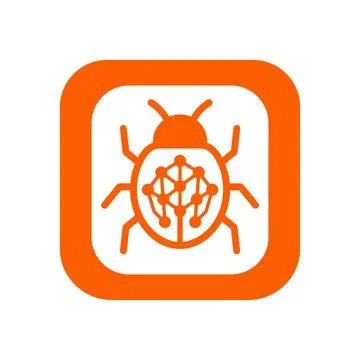 Orange beetle icon featuring digital network structure for cybersecurity te.. Stock Illustration