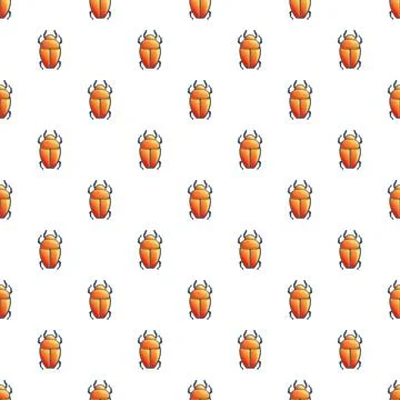 Orange beetles repeating seamless pattern on white background Illustrazione stock