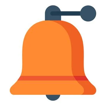 Orange bell icon symbolizing an important notification or alert, an alarm signal Stock Illustration
