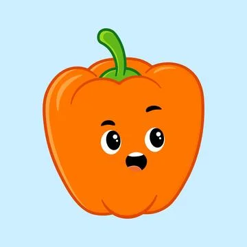 Orange bell pepper character with surprised expression Иллюстрация