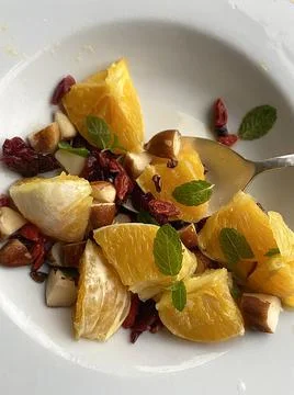 ORANGE ,BERRIES ,NUTS ,MINT Stock Photos