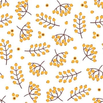 Orange berry branch pattern on white background Stock-Illustration