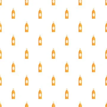 Orange beverage bottles seamless pattern over white background Ilustração Stock
