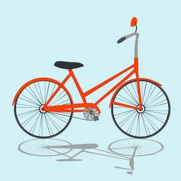 Orange Bicycle on light blue background Stock Illustration