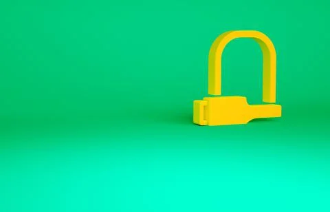 Orange Bicycle lock U shaped industrial icon isolated on green background. Mi Stock Illustration