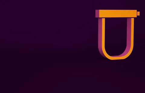 Orange Bicycle lock U shaped industrial icon isolated on purple background Illustrazione stock