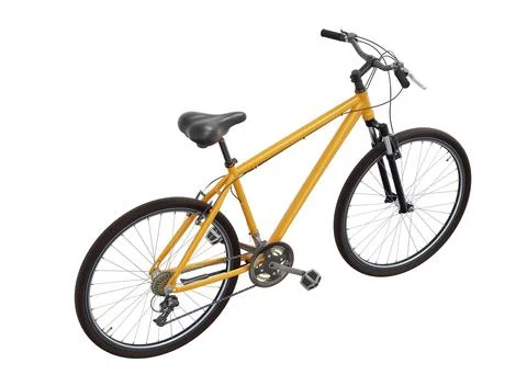 Orange bicycle, top back view isolated on white background, 3D illustration Stock Illustration