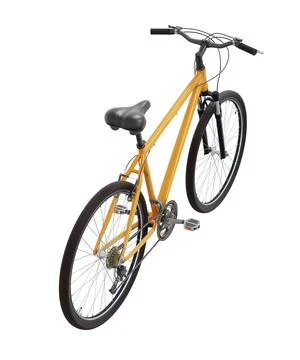 Orange bicycle, top back view isolated on white background, 3D illustration Stock Illustration