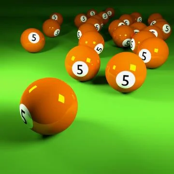 Orange billiard balls number five Illustrazione stock