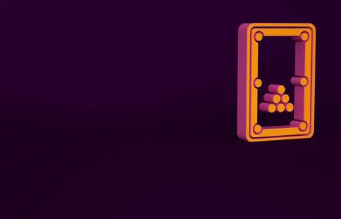 Orange Billiard table icon isolated on purple background. Pool table. Minimalism Stock Illustration