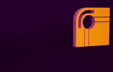 Orange Billiard table icon isolated on purple background. Pool table. Minimalism Stock Illustration