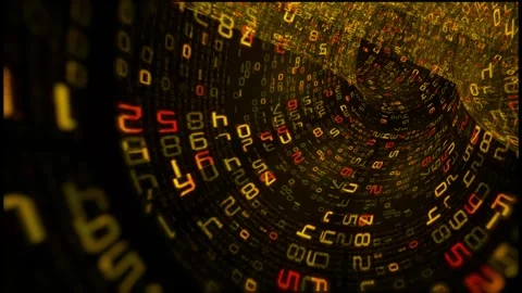 Orange Binary Code Data Tunnel Abstract Background Stock Footage 313742926