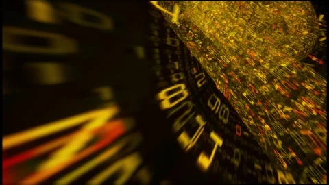 Orange Binary Code Data Tunnel Abstract Background Stock Footage 313742955