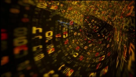 Orange Binary Code Data Tunnel Abstract Background Stock Footage 313743025