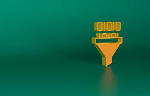 Orange Binary code icon isolated on green background. Minimalism concept. 3D Illustrazione stock