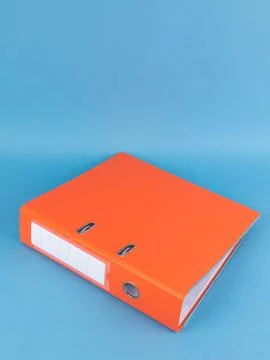 Orange Binder File Folder, close up. brand identity design set mockup: folder Stock Photos