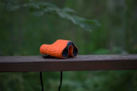 Orange binoculars Foto stock
