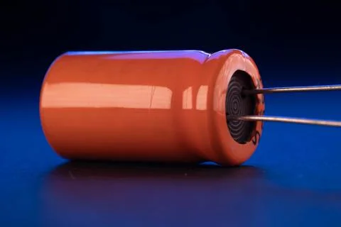 Orange Bipolar Capacitor Micro Farad Stock Photos