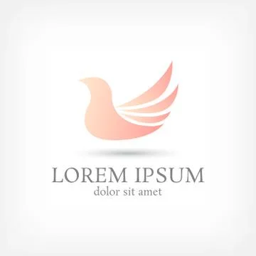 Orange bird minimal circle abstract logo design template Stock Illustration