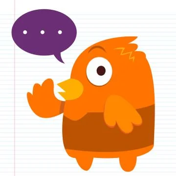 Orange bird talking Stock Illustration