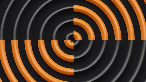 Orange black dark wavy concentric modern circular radial abstract background Stock Footage 194348458