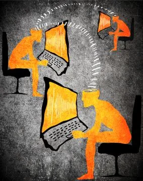 Orange on black digital comunication concept Stock Illustration