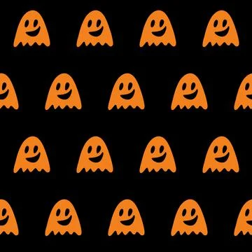 Orange black ghost seamless pattern background for wrapping paper 库存插图