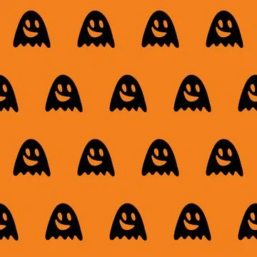 Orange black ghost seamless pattern background for textile Stock Illustration