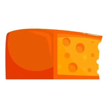 Orange block of cheese with bite missing, dairy product Stock Illustration