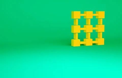 Orange Blockchain technology icon isolated on green background. Cryptocurrenc イラスト素材