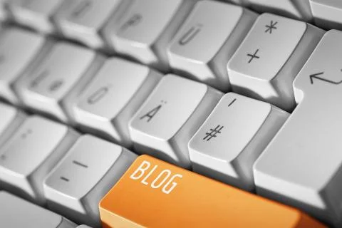 Orange blog button on keyboard Stock Photos
