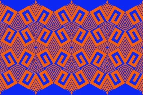 Orange blue aztec zig zag Stock Illustration