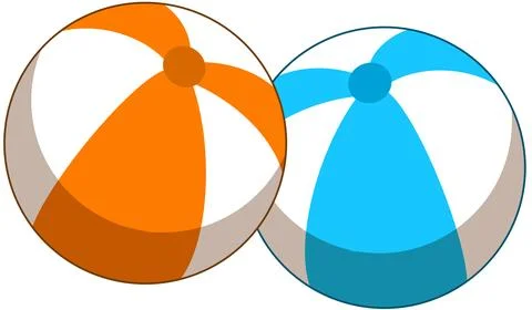 Orange Blue Beach Balls On White Background Illustrazione stock