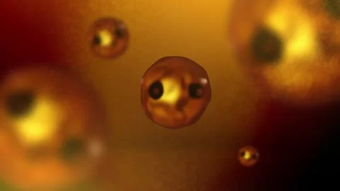 Orange Blue Fish Eggs Floating in Cinematic Undersea World Stock Footage 340890682