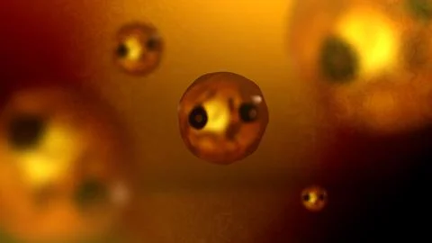 Orange Blue Fish Eggs Floating in Cinematic Undersea World0 Stock Illustration