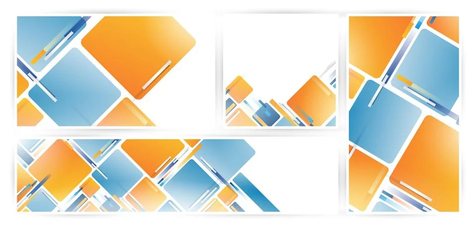 Orange blue geometrical square shape background Stock Illustration