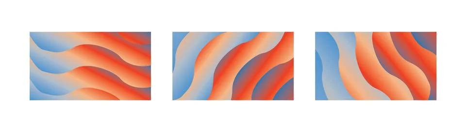 Orange Blue Gradient Flow Backgrounds with Warm Abstract Wavy Curves for Mo.. Stock Illustration