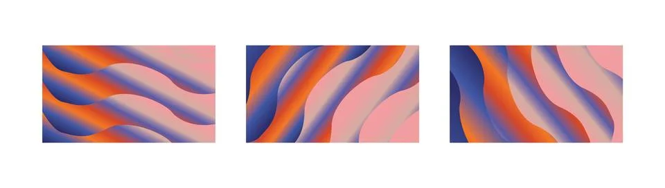 Orange Blue Gradient Stripe Backgrounds with Vibrant Curved Waves and Futur.. Stock Illustration