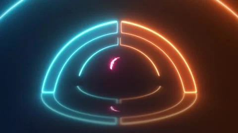 ORANGE BLUE NEON Rounded Pyramid Loop Stock Footage 172521030
