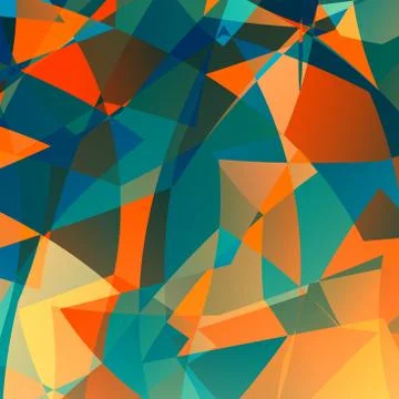 Orange blue poly background. Flat image design. Odd unique arts. Modern back. Stock Illustration