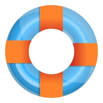 Orange blue pool ring icon, cartoon style Stock Illustration